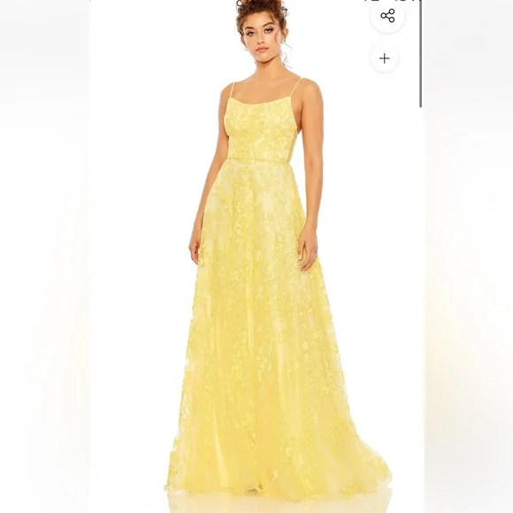 macy's yellow prom dress Floral Dresses Yellow Ball Gown Prom Dresses